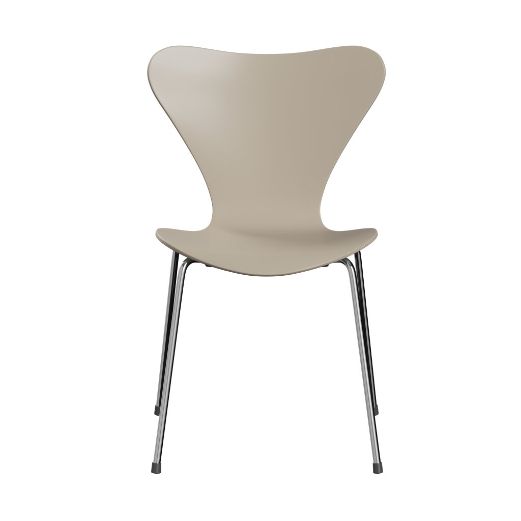 Fritz Hansen 3107 Chair Unupholstered, Chrome/Lacquered Light Beige