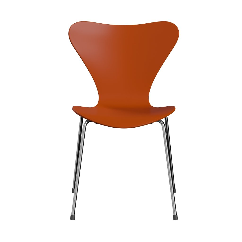 Fritz Hansen 3107 židle Unuppolstered, Chrome/Lacquered Paradise Orange