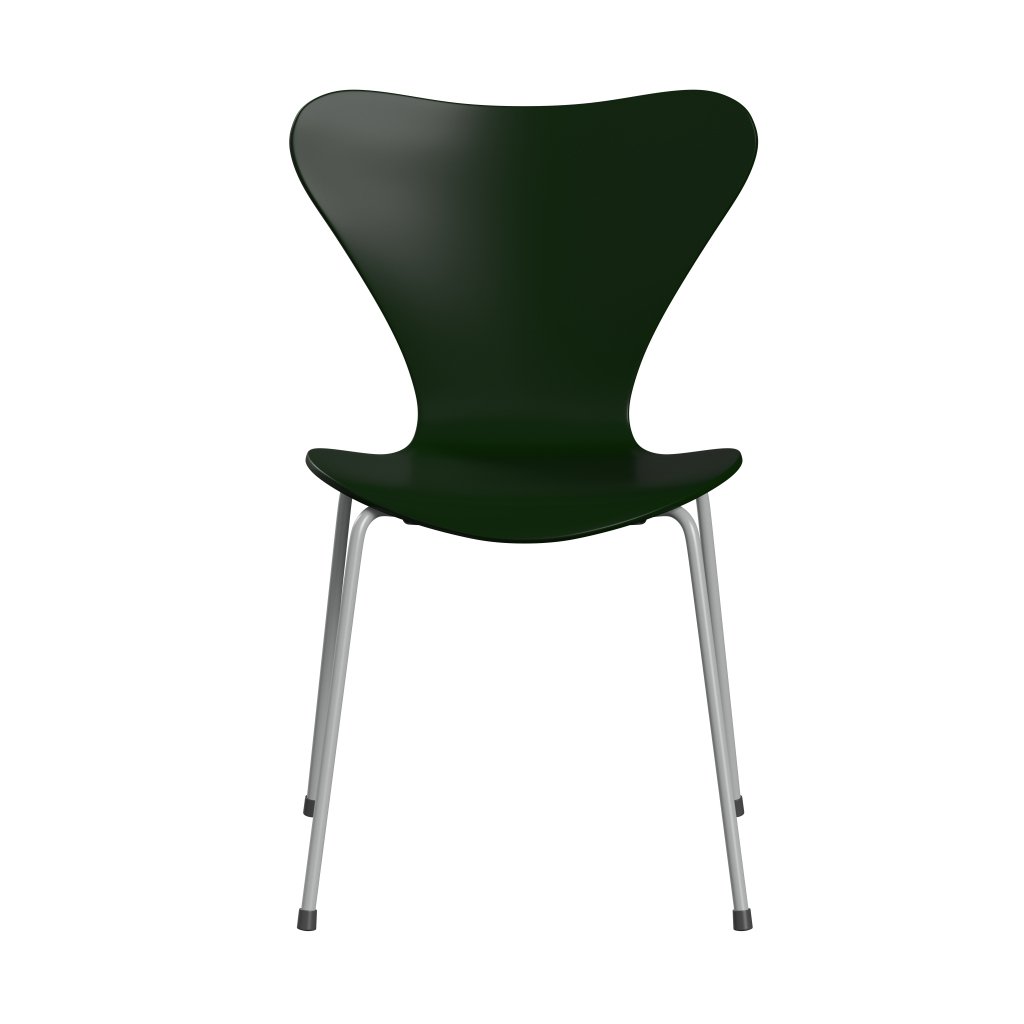 Fritz Hansen 3107 Chair Unupholstered, Nine Grey/Lacquered Evergreen