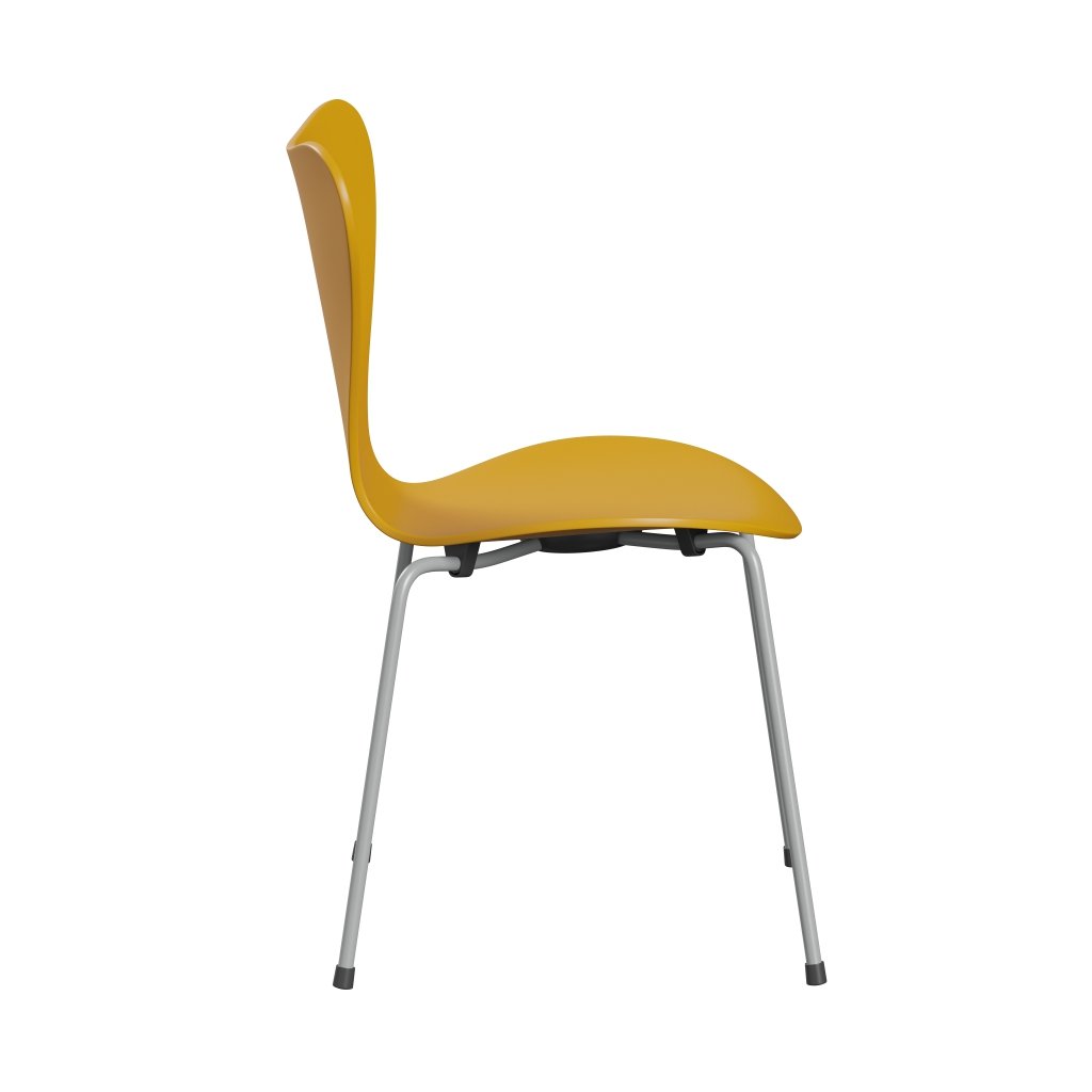 Fritz Hansen 3107 Chair Unupholstered, Nine Grey/Lacquered True Yellow