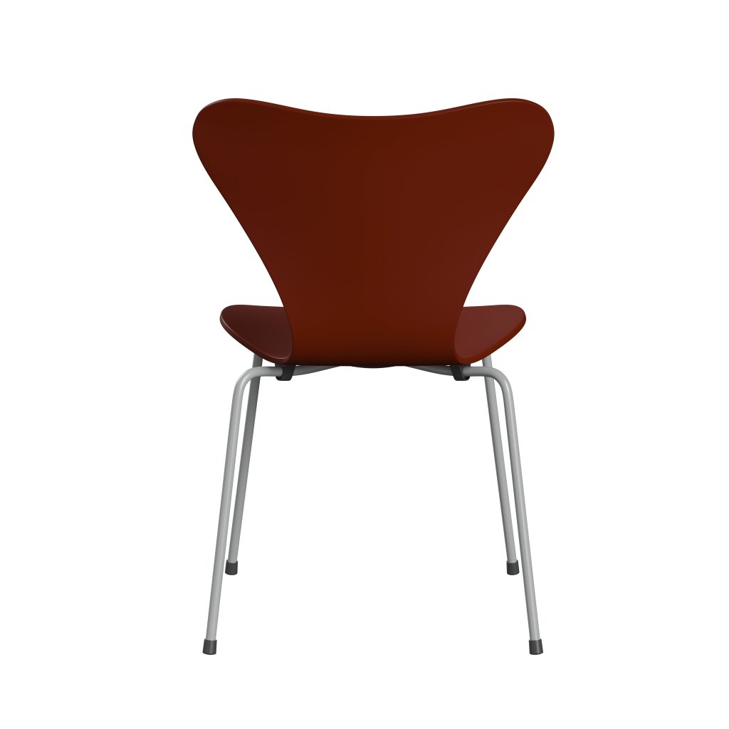 Fritz Hansen 3107 Chair Unupholstered, Nine Grey/Lacquered Venetian Red