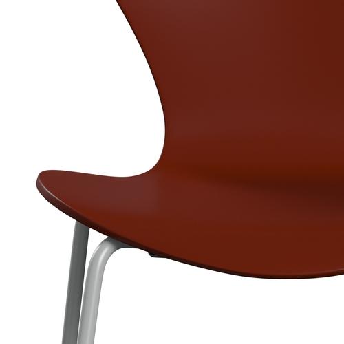 Fritz Hansen 3107 Chair Unupholstered, Nine Grey/Lacquered Venetian Red