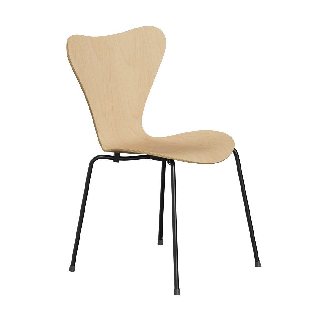 Fritz Hansen 3107 Chair Unupholstered, Black/Maple Veneer Natural