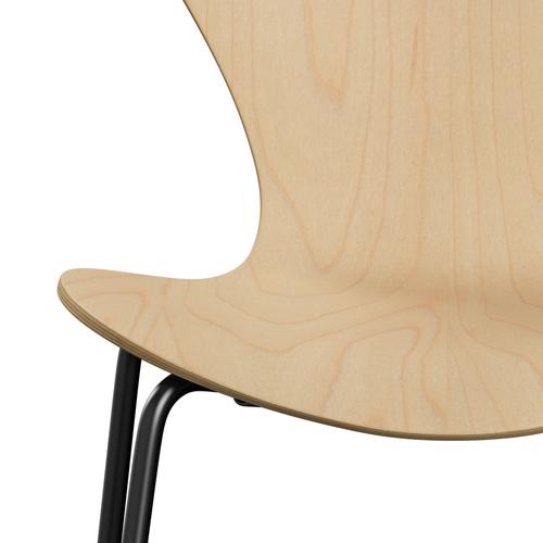 Fritz Hansen 3107 Chair Unupholstered, Black/Maple Veneer Natural