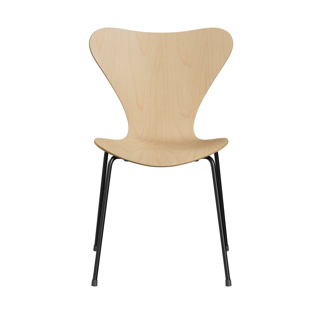 Fritz Hansen 3107 Chair Unupholstered, Black/Maple Veneer Natural