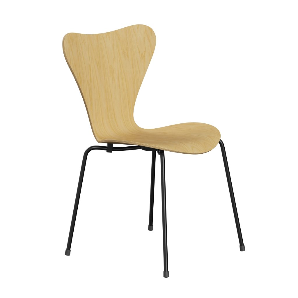 Fritz Hansen 3107 Chair Unupholstered, Black/Ash Veneer Natural