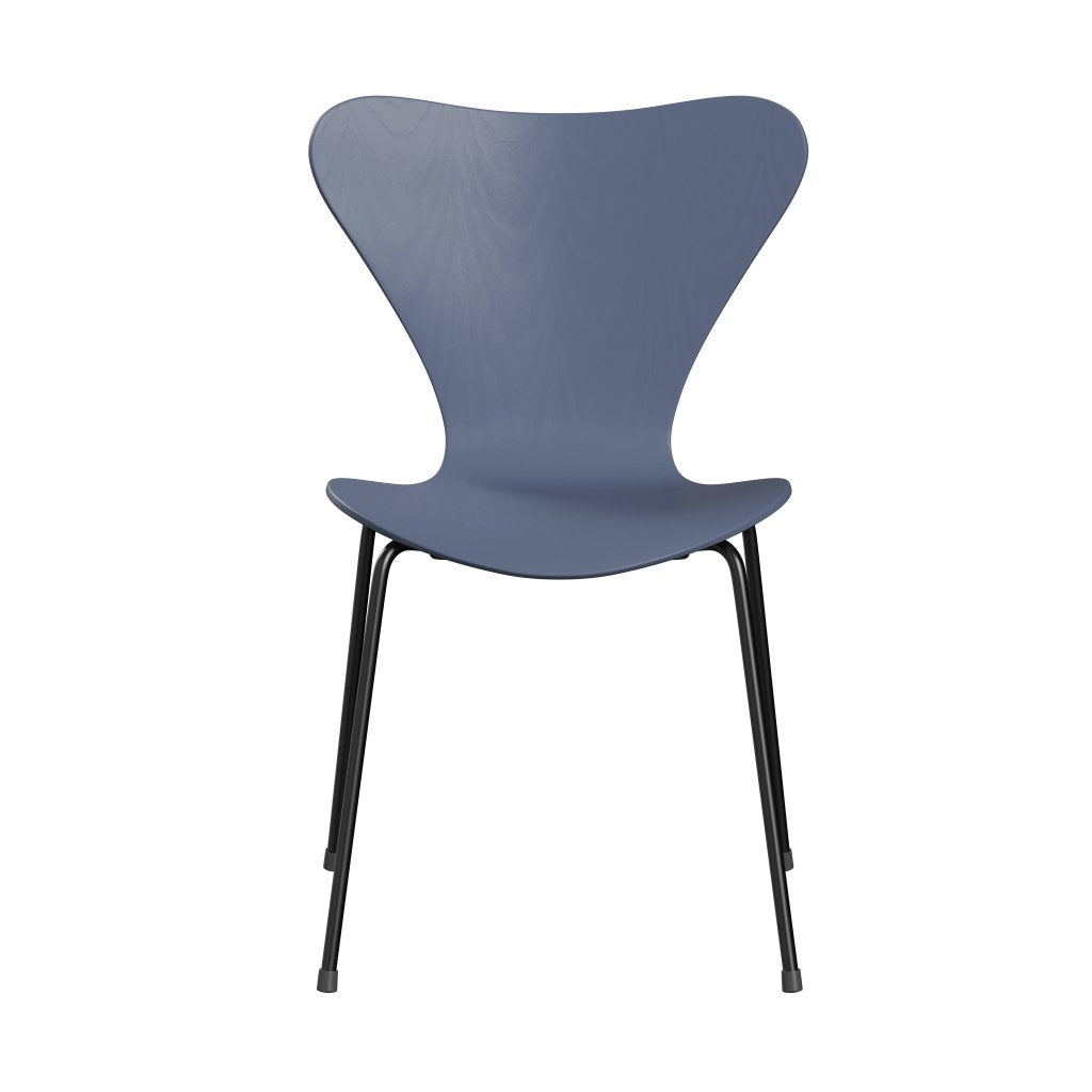 Fritz Hansen 3107 Chair Unupholstered, Black/Dyed Ash Dusk Blue