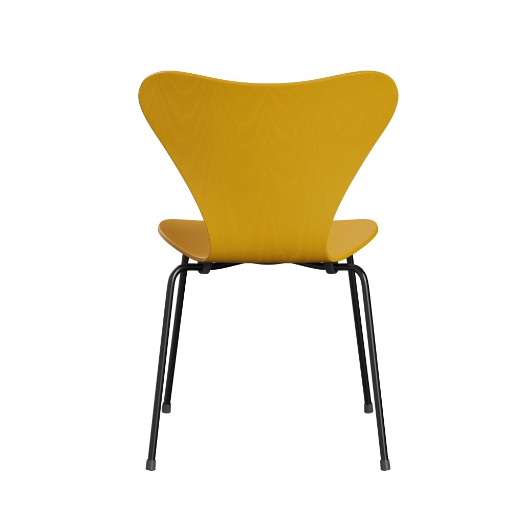 Fritz Hansen 3107 Židle Unuppolstered, černá/obarvená popel True Yellow