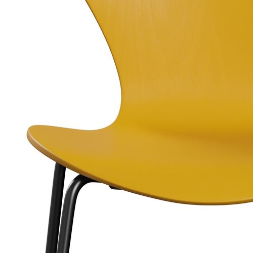 Fritz Hansen 3107 Židle Unuppolstered, černá/obarvená popel True Yellow