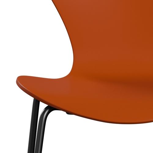 Fritz Hansen 3107 Židle Unuppolstered, Black/Lacquered Paradise Orange