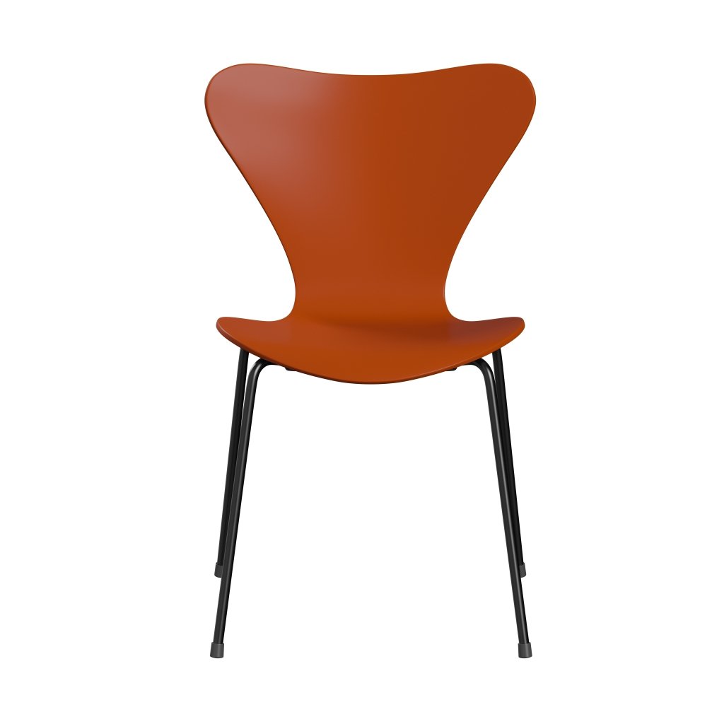 Fritz Hansen 3107 Židle Unuppolstered, Black/Lacquered Paradise Orange