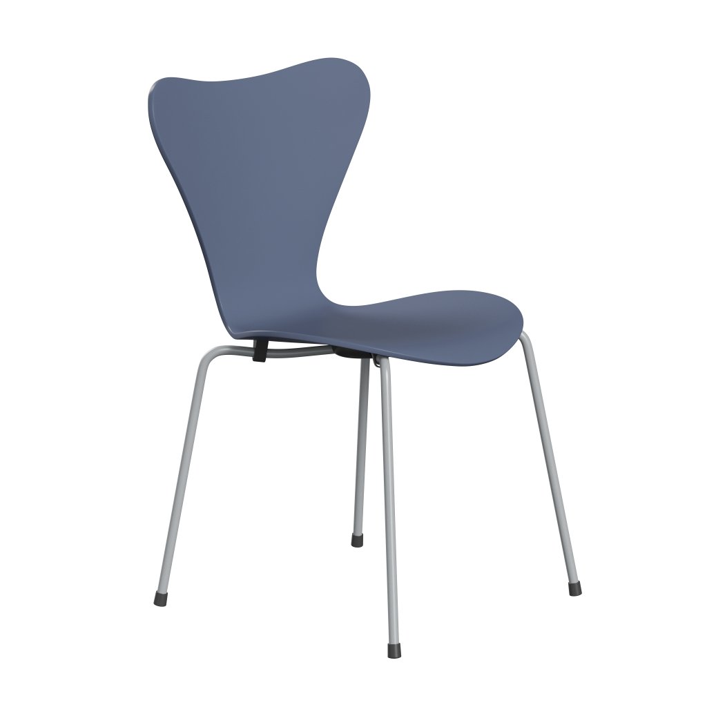 Fritz Hansen 3107 Chair Unupholstered, Silver Grey/Lacquered Dusk Blue