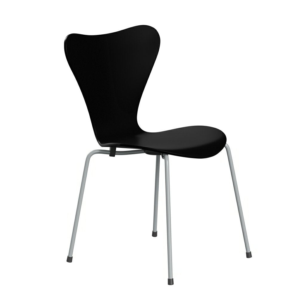 Fritz Hansen 3107 Chair Unupholstered, Silver Grey/Lacquered Black