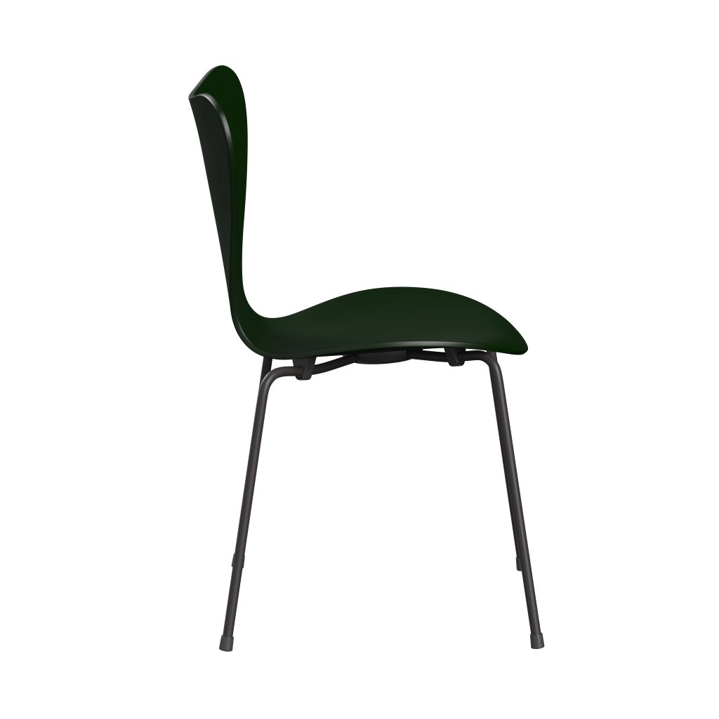 Fritz Hansen 3107 Chair Unupholstered, Warm Graphite/Dyed Ash Evergreen