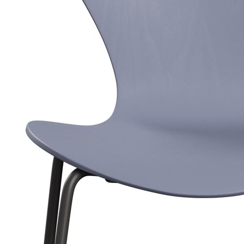 Fritz Hansen 3107 Chair Unupholstered, Warm Graphite/Dyed Ash Lavender Blue