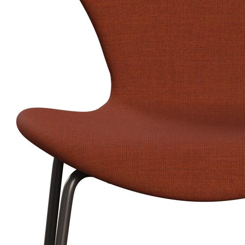 Fritz Hansen 3107 židle plné čalounění, hnědý bronz/plátno hnědé růžové