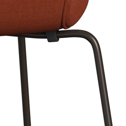 Fritz Hansen 3107 židle plné čalounění, hnědý bronz/plátno hnědé růžové