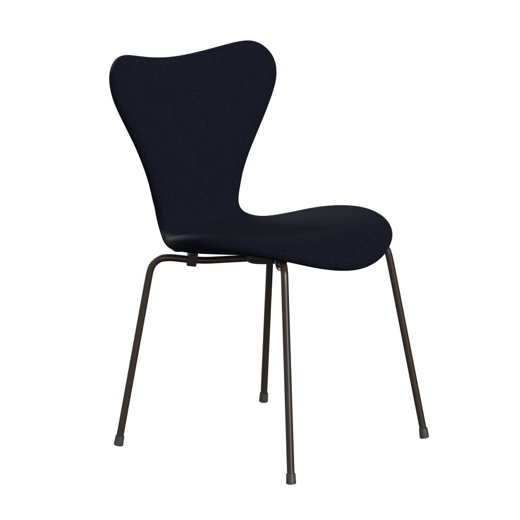 Fritz Hansen 3107 Chair Full Upholstery, Brown Bronze/Canvas Dark Blue