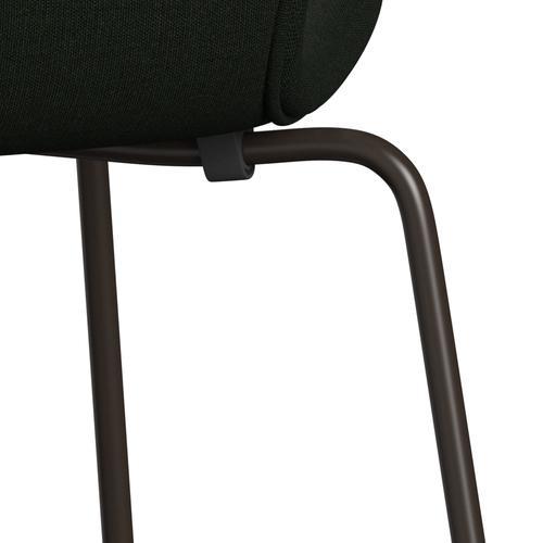 Fritz Hansen 3107 Chair Full Upholstery, Brown Bronze/Canvas Dark Green