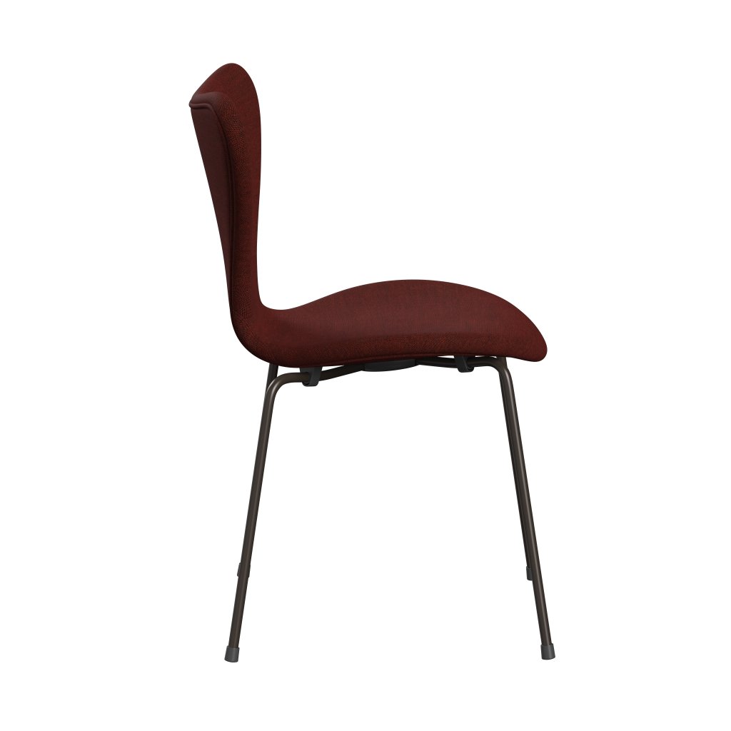 Fritz Hansen 3107 Chair Full Upholstery, Brown Bronze/Canvas Dark Red