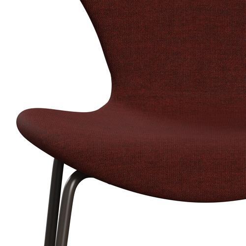 Fritz Hansen 3107 Chair Full Upholstery, Brown Bronze/Canvas Dark Red