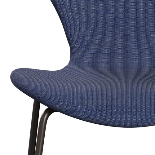 Fritz Hansen 3107 židle plné čalounění, hnědé bronzové/plátno umyté modře