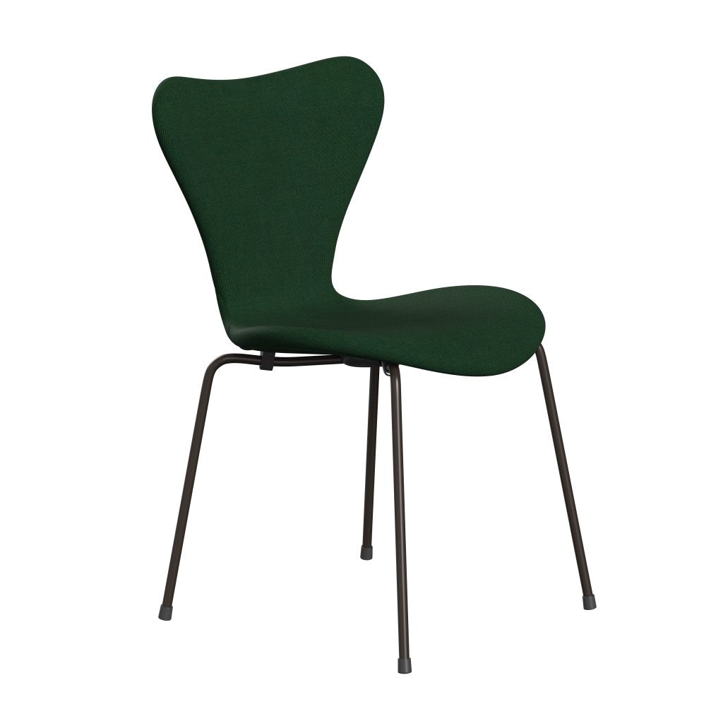 Fritz Hansen 3107 Chair Full Upholstery, Brown Bronze/Canvas Grass Green