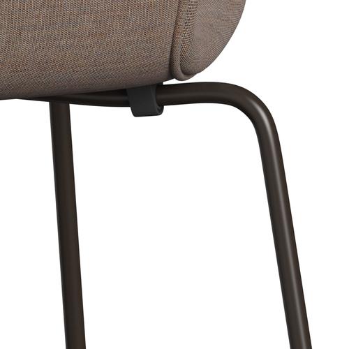 Fritz Hansen 3107 židle plné čalounění, hnědý bronz/plátno šedý písek