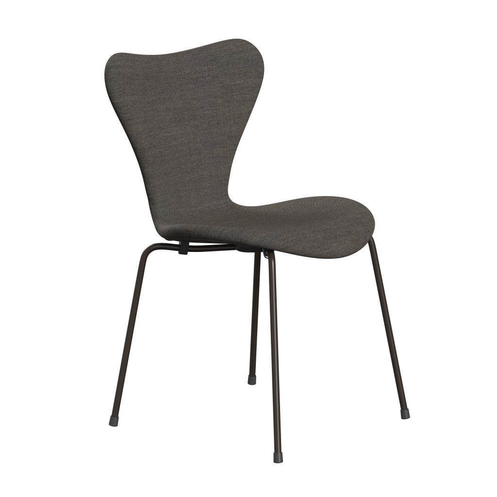 Fritz Hansen 3107 židle plné čalounění, hnědý bronz/plátno šedé