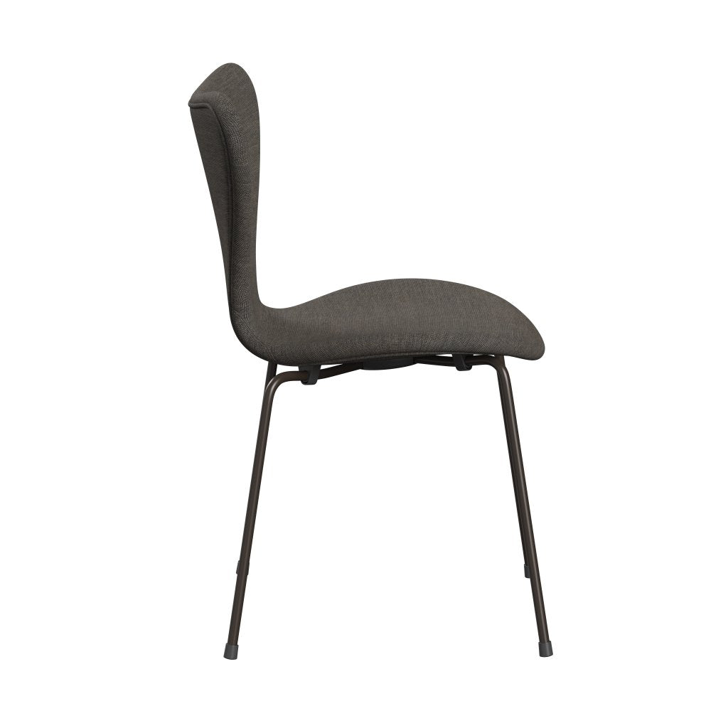 Fritz Hansen 3107 židle plné čalounění, hnědý bronz/plátno šedé