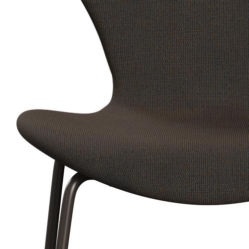 Fritz Hansen 3107 židle plné čalounění, hnědý bronz/plátno šedé modré