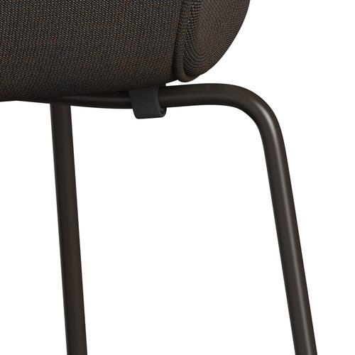 Fritz Hansen 3107 Chair Full Upholstery, Brown Bronze/Canvas Grey Blue