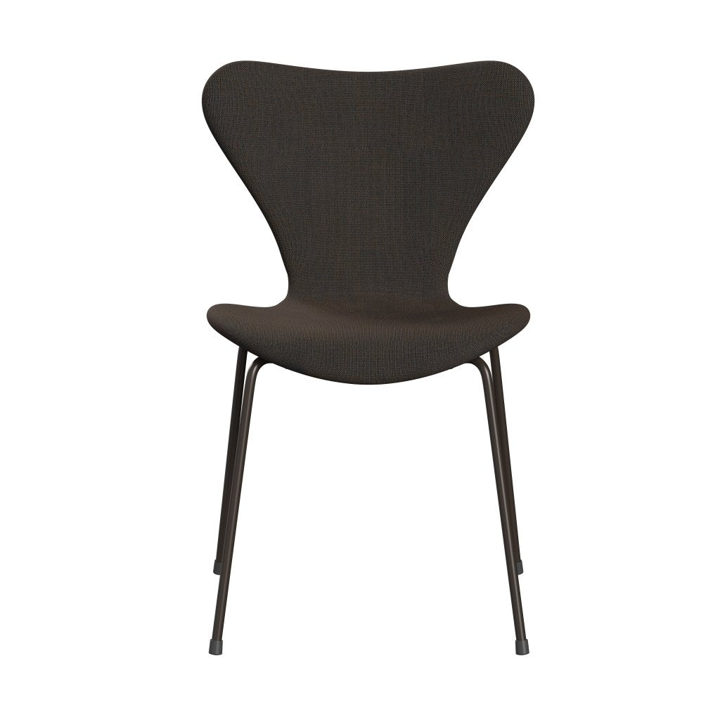 Fritz Hansen 3107 Chair Full Upholstery, Brown Bronze/Canvas Grey Blue