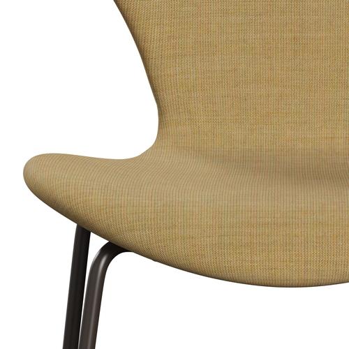 Fritz Hansen 3107 židle plné čalounění, hnědý bronz/plátno světlo béžové