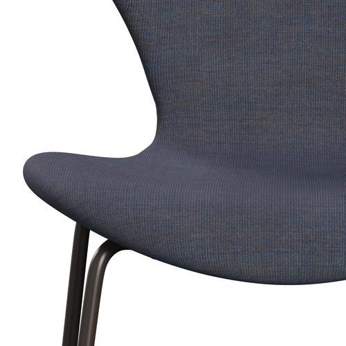 Fritz Hansen 3107 Chair Full Upholstery, Brown Bronze/Canvas Light Blue (Ca0734)