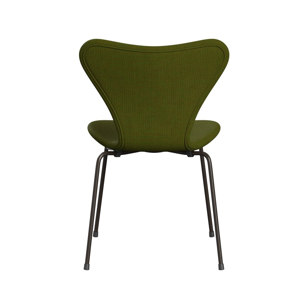 Fritz Hansen 3107 Židle plné čalounění, hnědá bronzová/plátno Light Grass Green