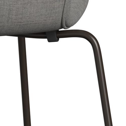 Fritz Hansen 3107 Chair Full Upholstery, Brown Bronze/Canvas Light Grey