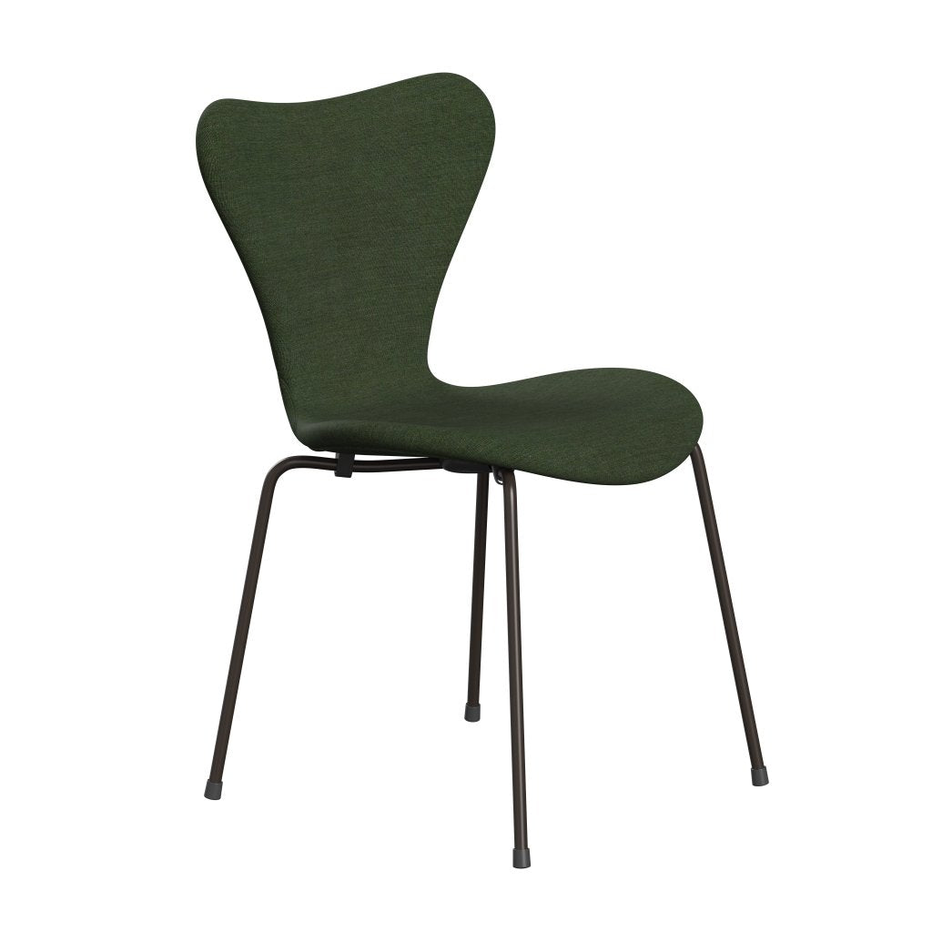 Fritz Hansen 3107 Chair Full Upholstery, Brown Bronze/Canvas Light Green/Blue