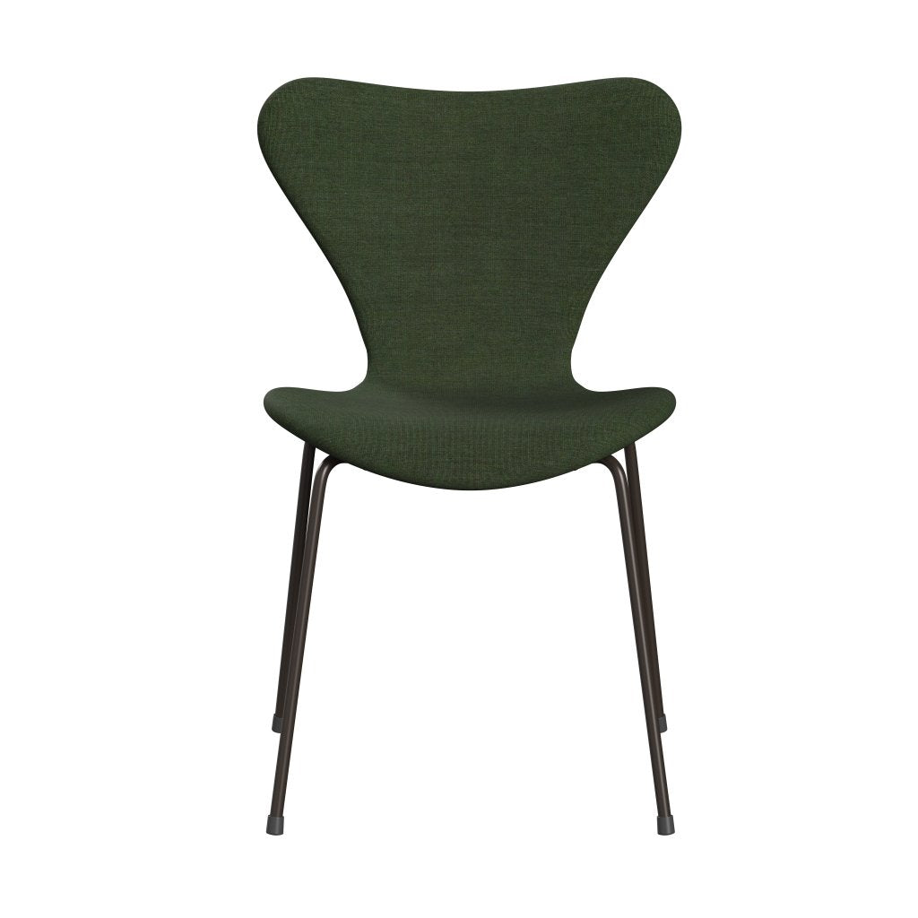 Fritz Hansen 3107 Chair Full Upholstery, Brown Bronze/Canvas Light Green/Blue