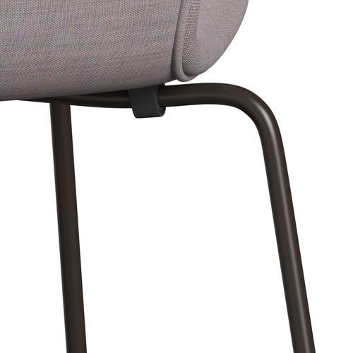 Fritz Hansen 3107 židle plné čalounění, hnědý bronz/plátno chladné světlo modré