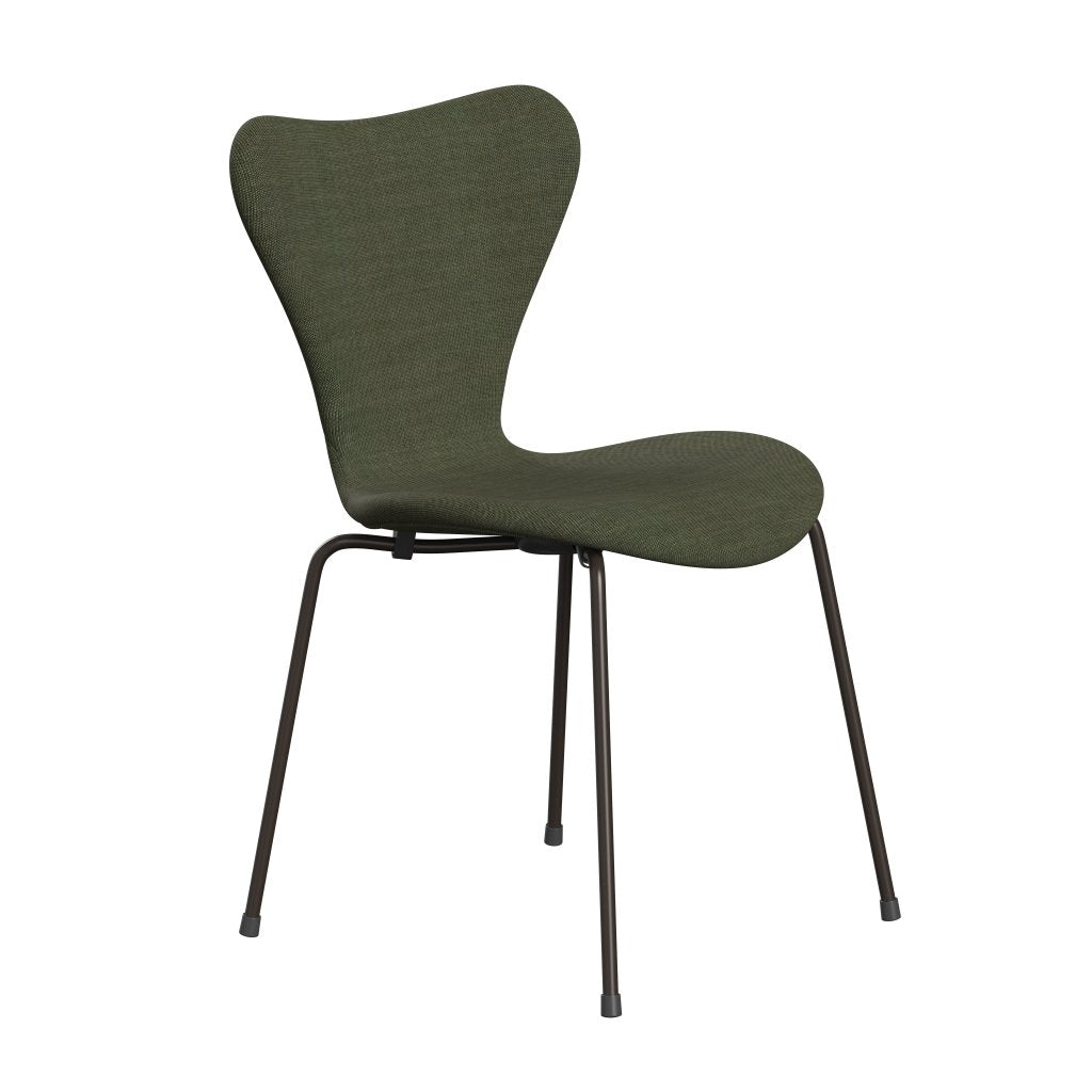 Fritz Hansen 3107 židle plné čalounění, hnědý bronz/plátno Moss Green