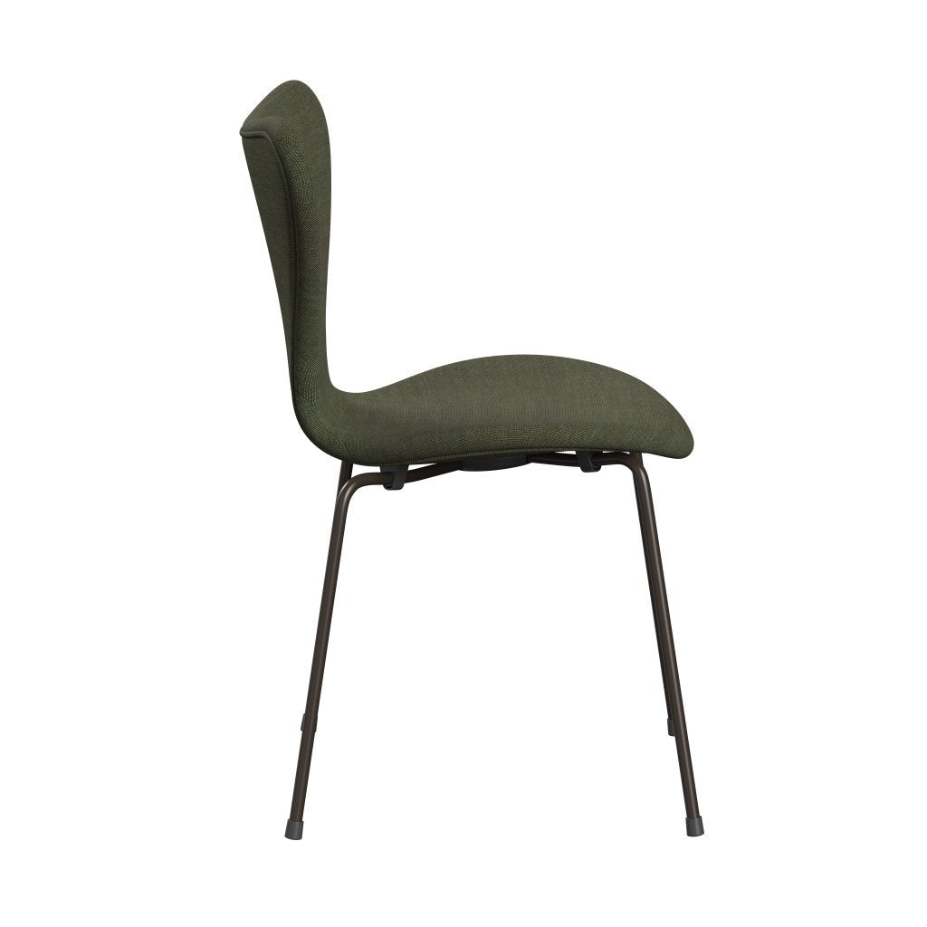 Fritz Hansen 3107 židle plné čalounění, hnědý bronz/plátno Moss Green