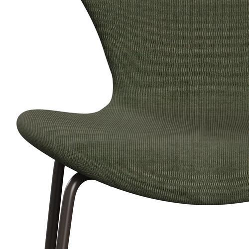 Fritz Hansen 3107 Chair Full Upholstery, Brown Bronze/Canvas Moss Green