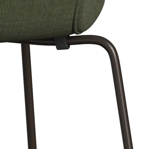 Fritz Hansen 3107 židle plné čalounění, hnědý bronz/plátno Moss Green