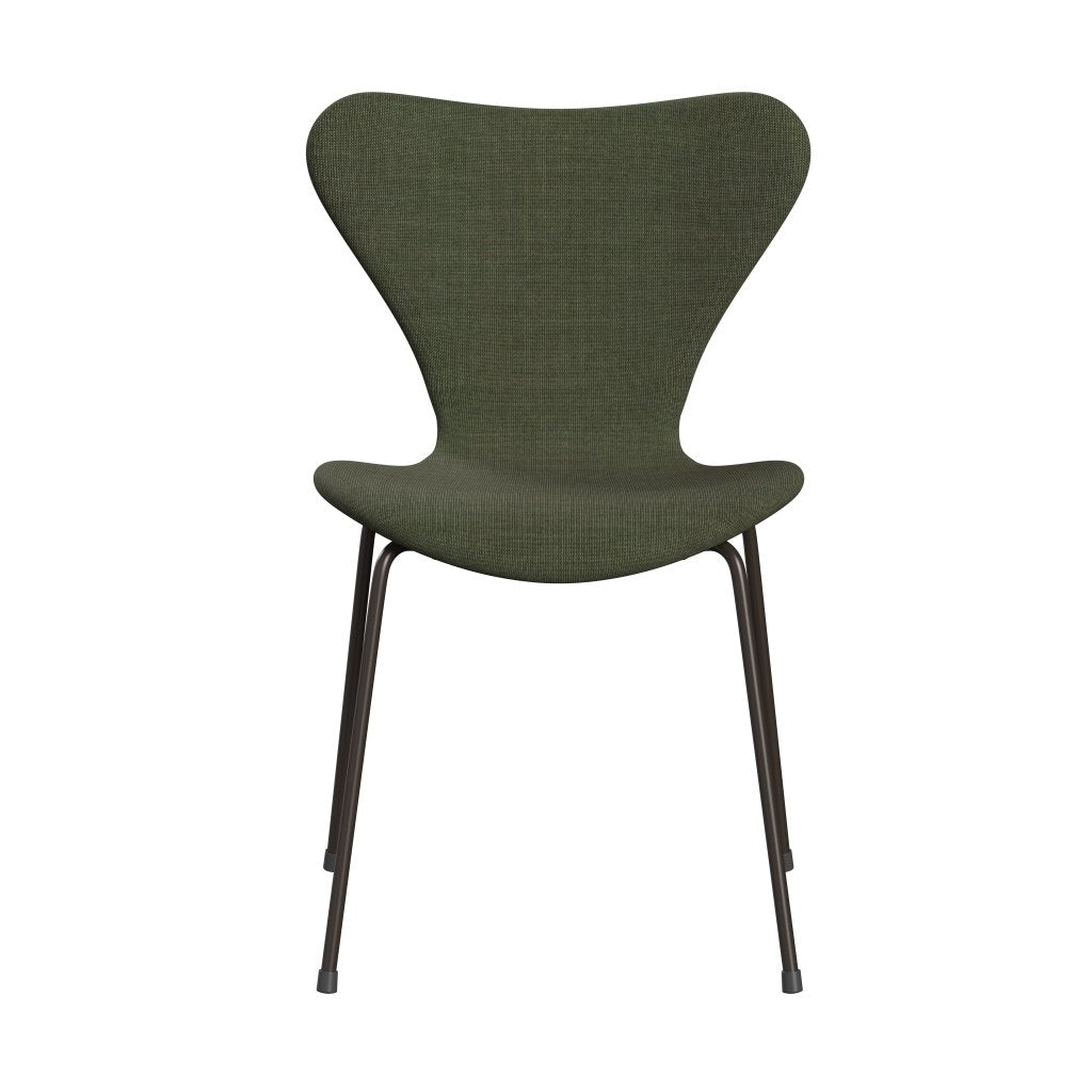 Fritz Hansen 3107 židle plné čalounění, hnědý bronz/plátno Moss Green