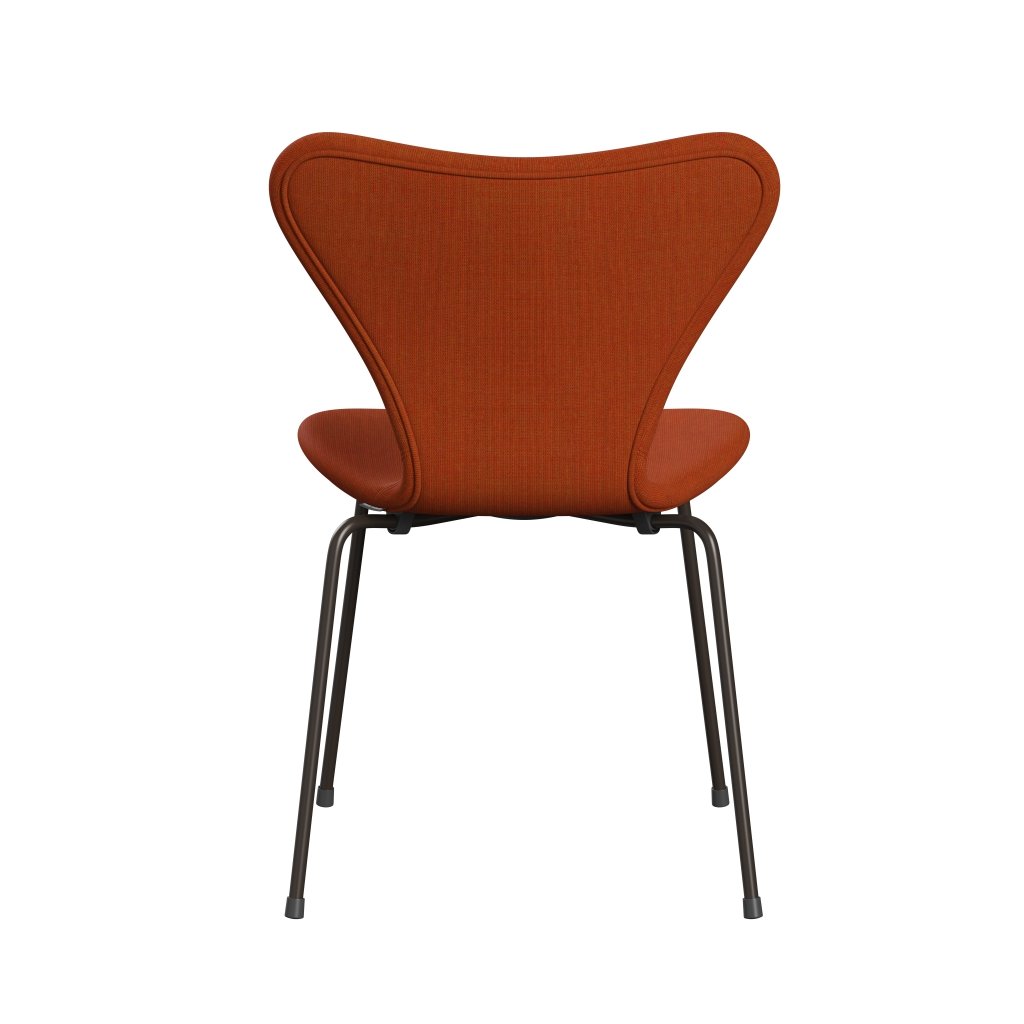 Fritz Hansen 3107 židle plné čalounění, hnědý bronz/plátno oranžové