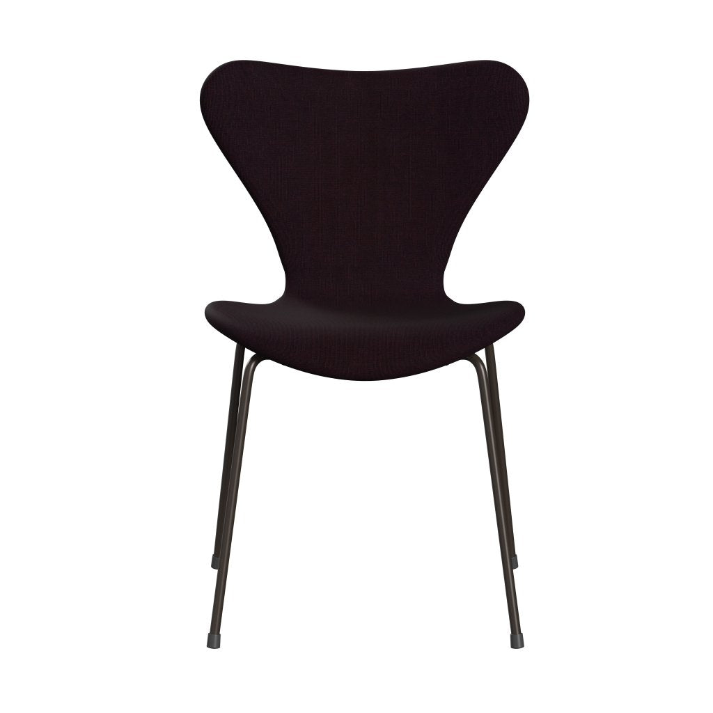 Fritz Hansen 3107 Chair Full Upholstery, Brown Bronze/Canvas Ocean Violet