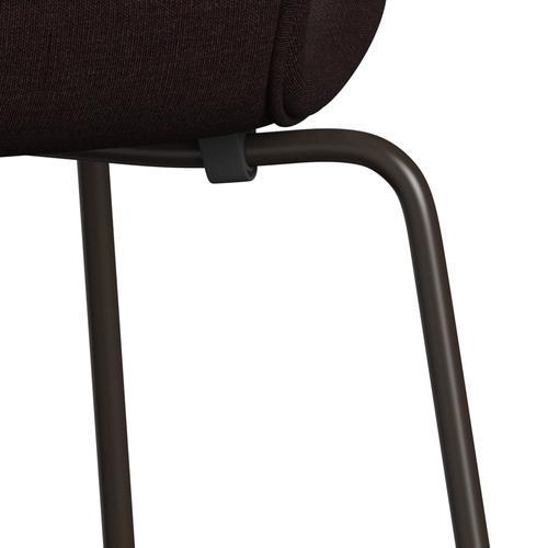 Fritz Hansen 3107 Chair Full Upholstery, Brown Bronze/Canvas Black Light