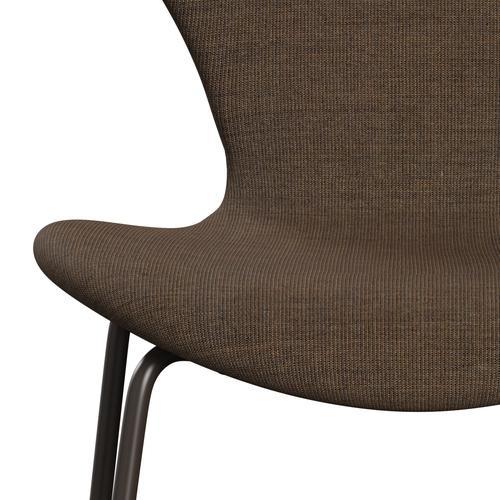 Fritz Hansen 3107 Židle plné čalounění, hnědý bronz/plátno Stone Grey