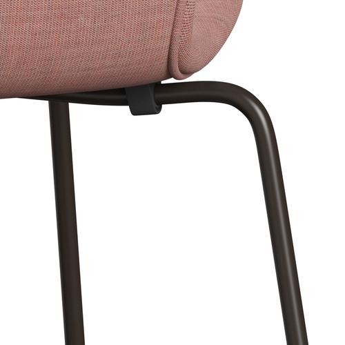 Fritz Hansen 3107 židle plné čalounění, hnědý bronz/plátno měkké růžové